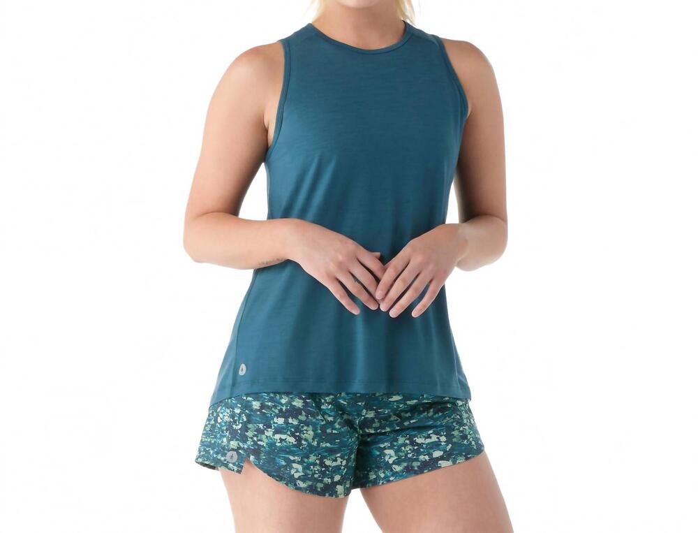 NEW SMARTWOOL active ultralite high neck tank in twilight blue